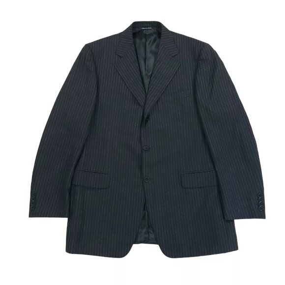 Canali Wool Cashmere Blend Striped Navy Blue Blazer Sport Coat Jacket Size 42L